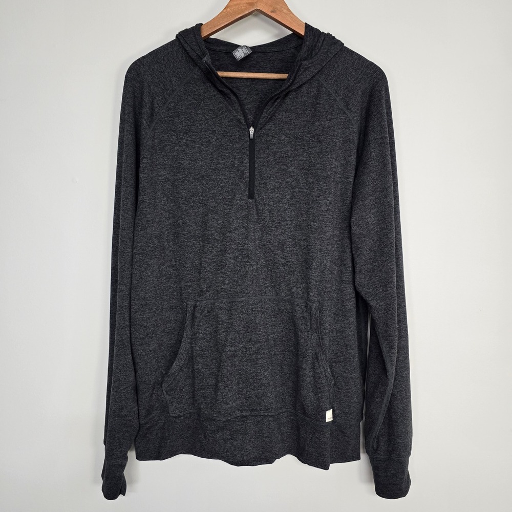 Vuori Ponto Performance Hoodie Mens Large Charcoal Half Zip Pullover Athleisure